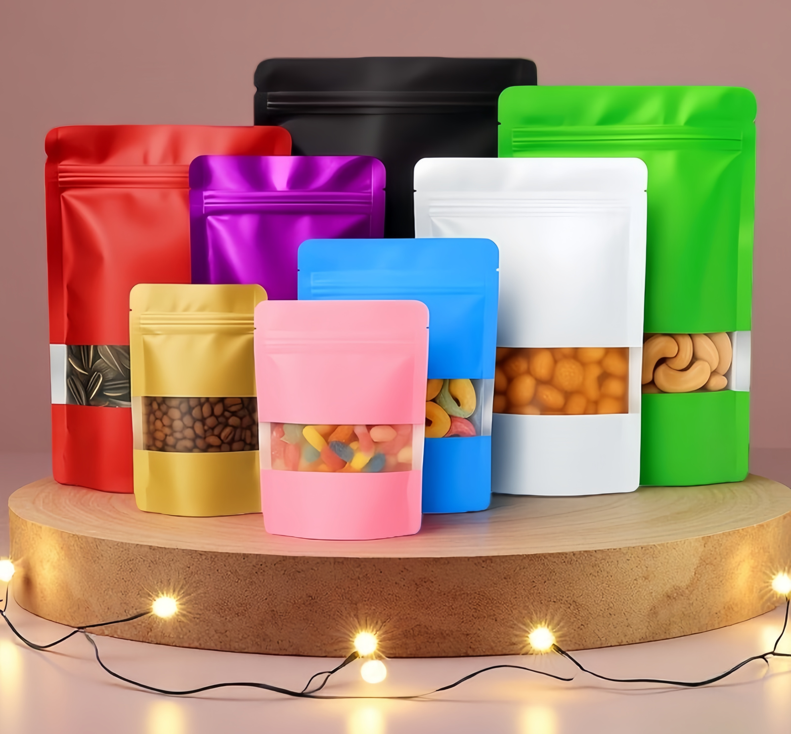 Sachets Zip Doypack Alimentaires avec Fenêtre Givrée | Pochettes de Conservation