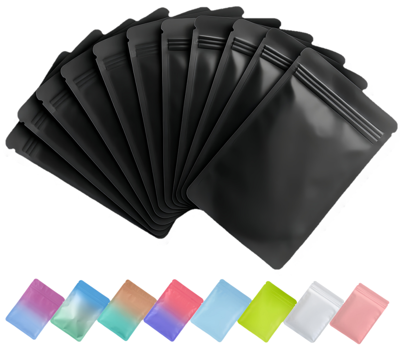 FINEASY 100 Sachets Zip Mylar Holographiques 9x12 Cm – Violet-Bleu Arc-en-Ciel, Sacs Hermétiques Refermables Pour Snacks & Bijoux