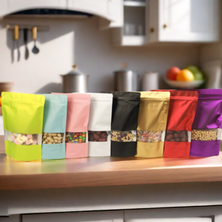 Sachet zip doypack aluminium avec fenetre pour conversation des aliments