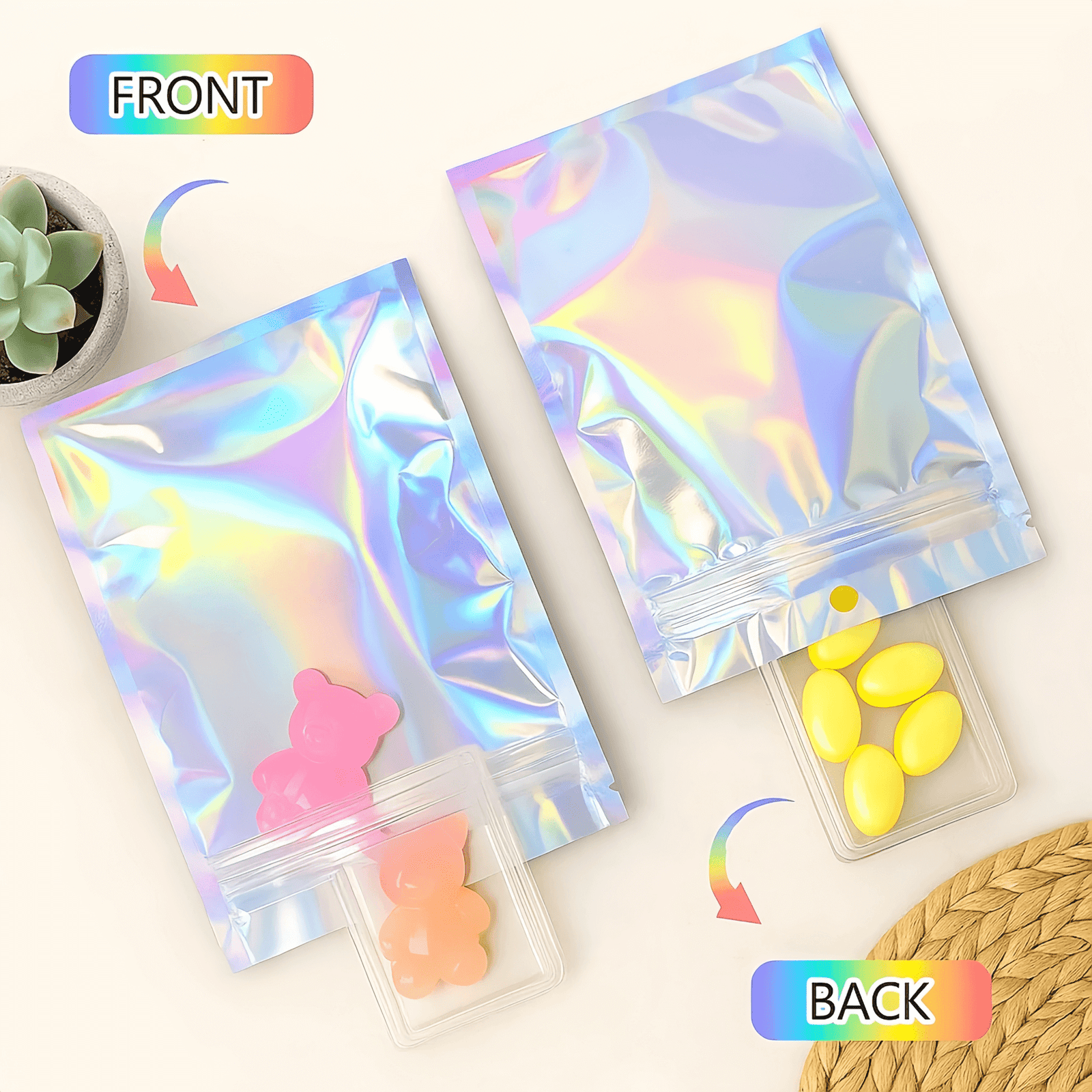 Sachets Zip Holographiques | Pochons Zip Transparents et Refermables pour Emballage – Image 10
