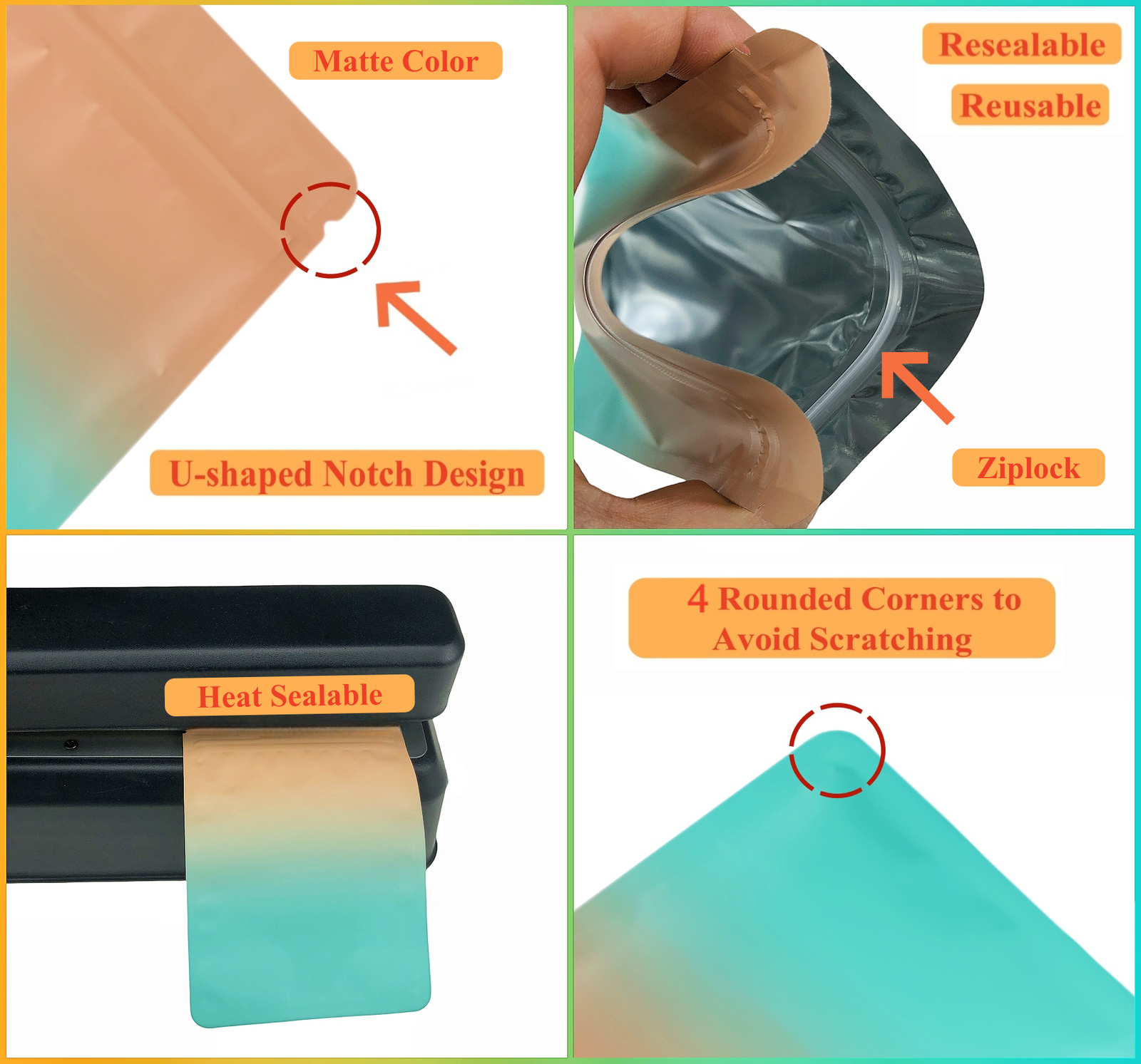 Sachets Zip Mylar Opaques avec Couleurs Dégradées et Finition Mate – Image 17