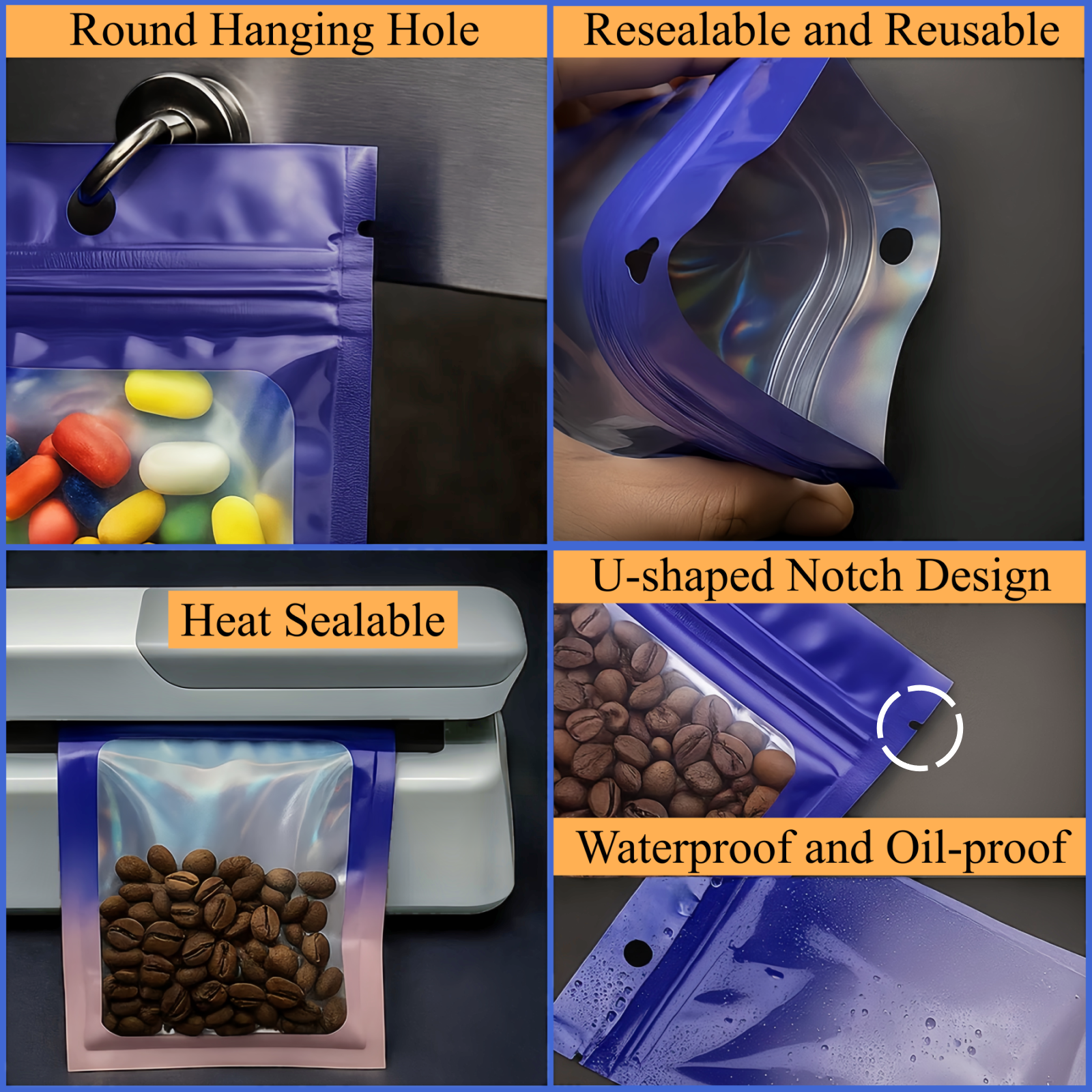 Sachets Holographiques Zip Hermétique avec Couleurs Dégradées – Image 8