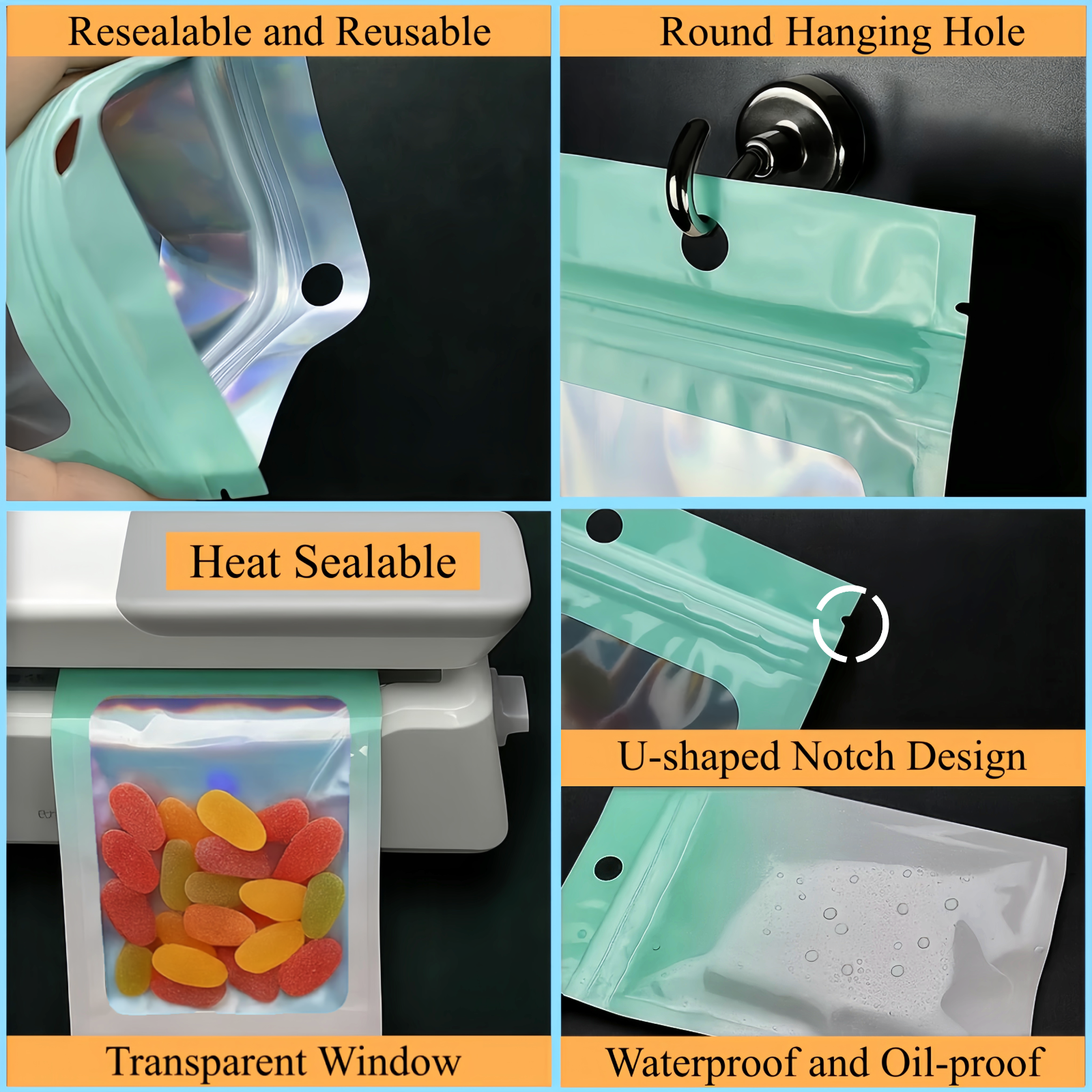 Sachets Holographiques Zip Hermétique avec Couleurs Dégradées – Image 6