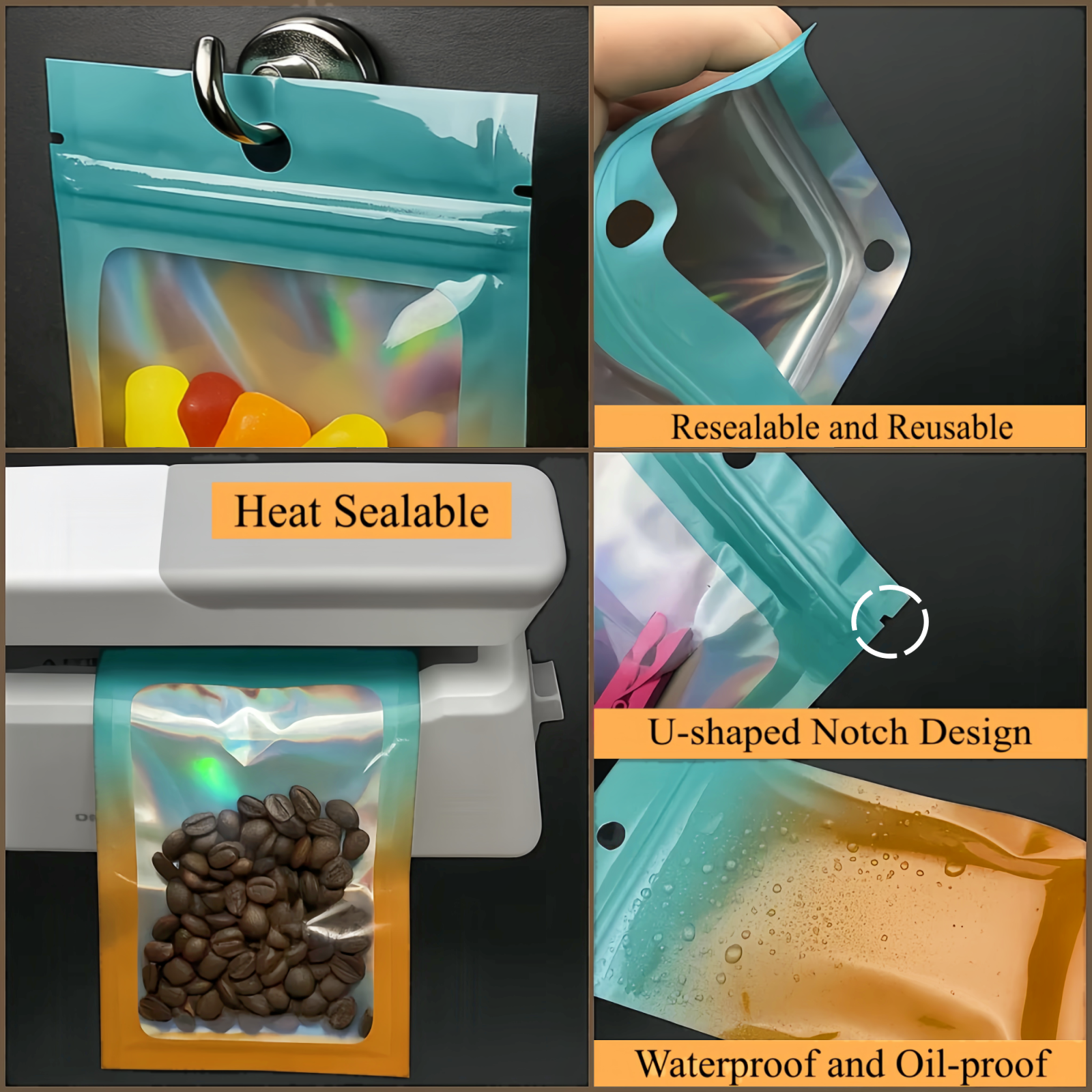 Sachets Holographiques Zip Hermétique avec Couleurs Dégradées – Image 7