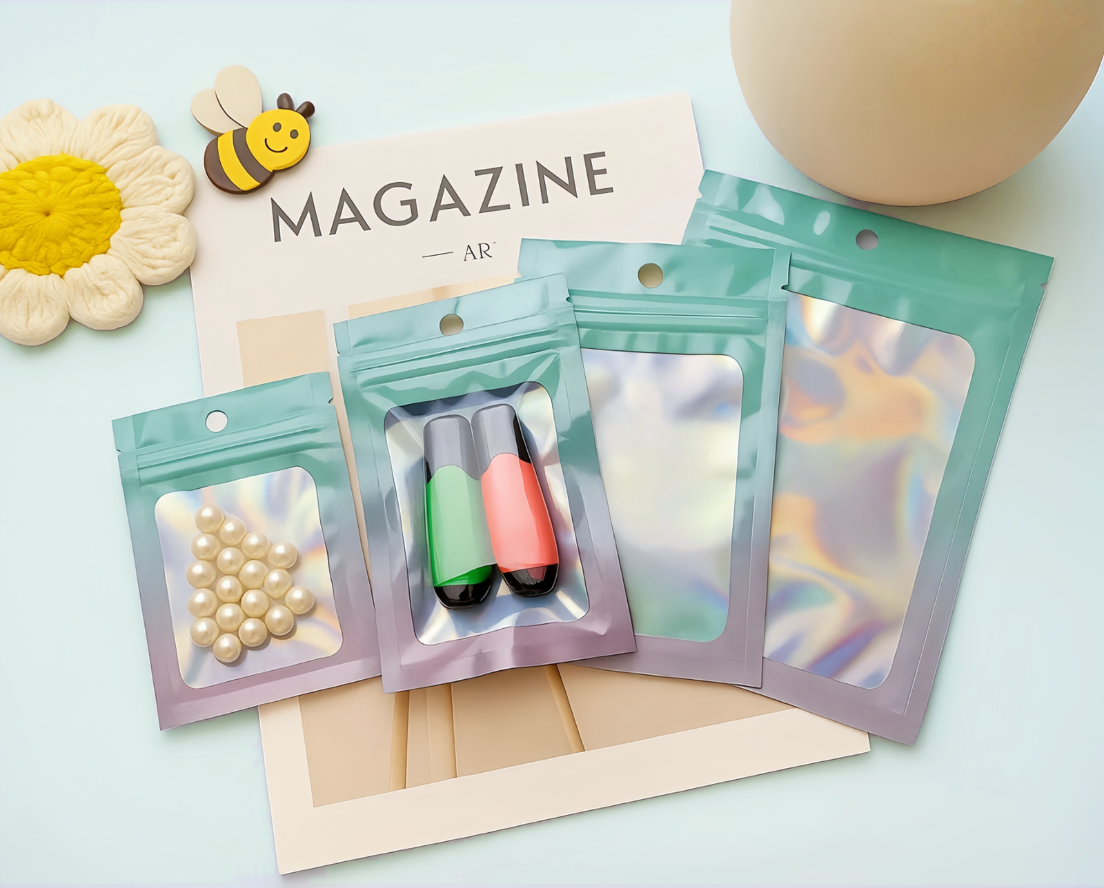 Sachets Holographiques Zip Hermétique avec Couleurs Dégradées – Image 20