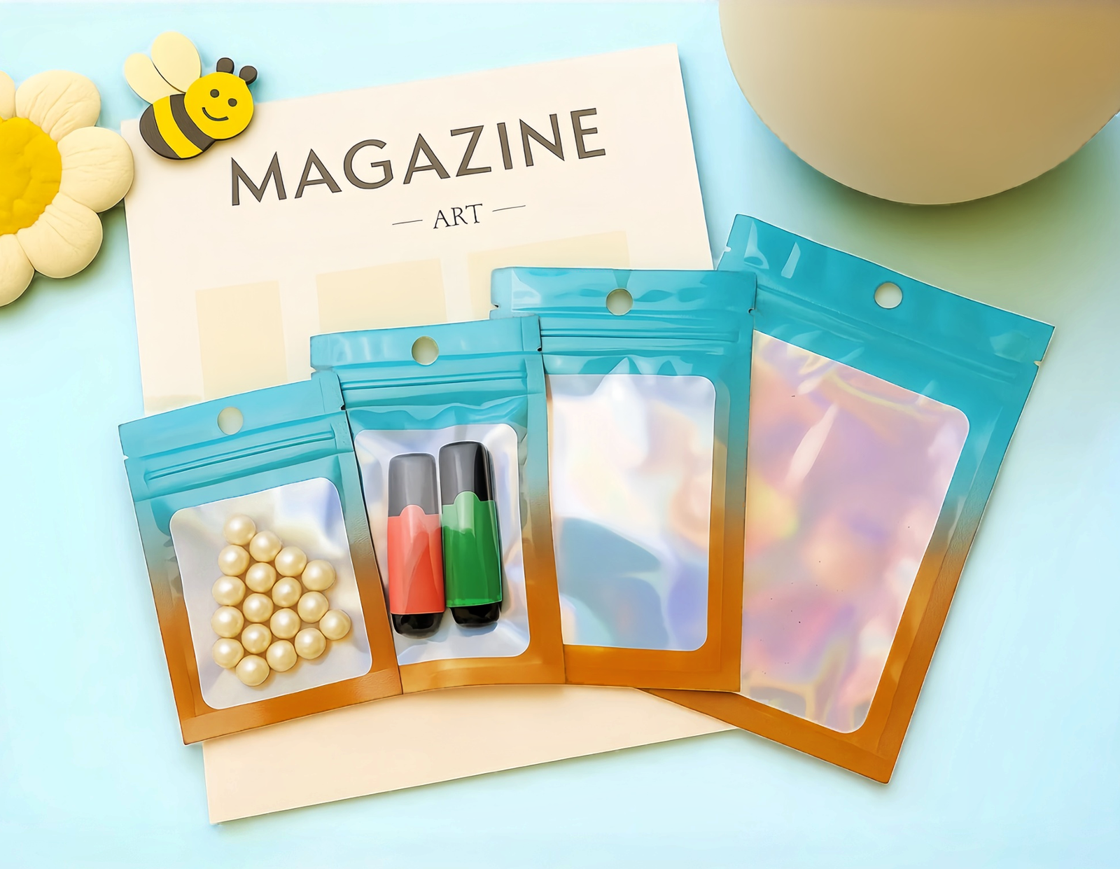 Sachets Holographiques Zip Hermétique avec Couleurs Dégradées – Image 18