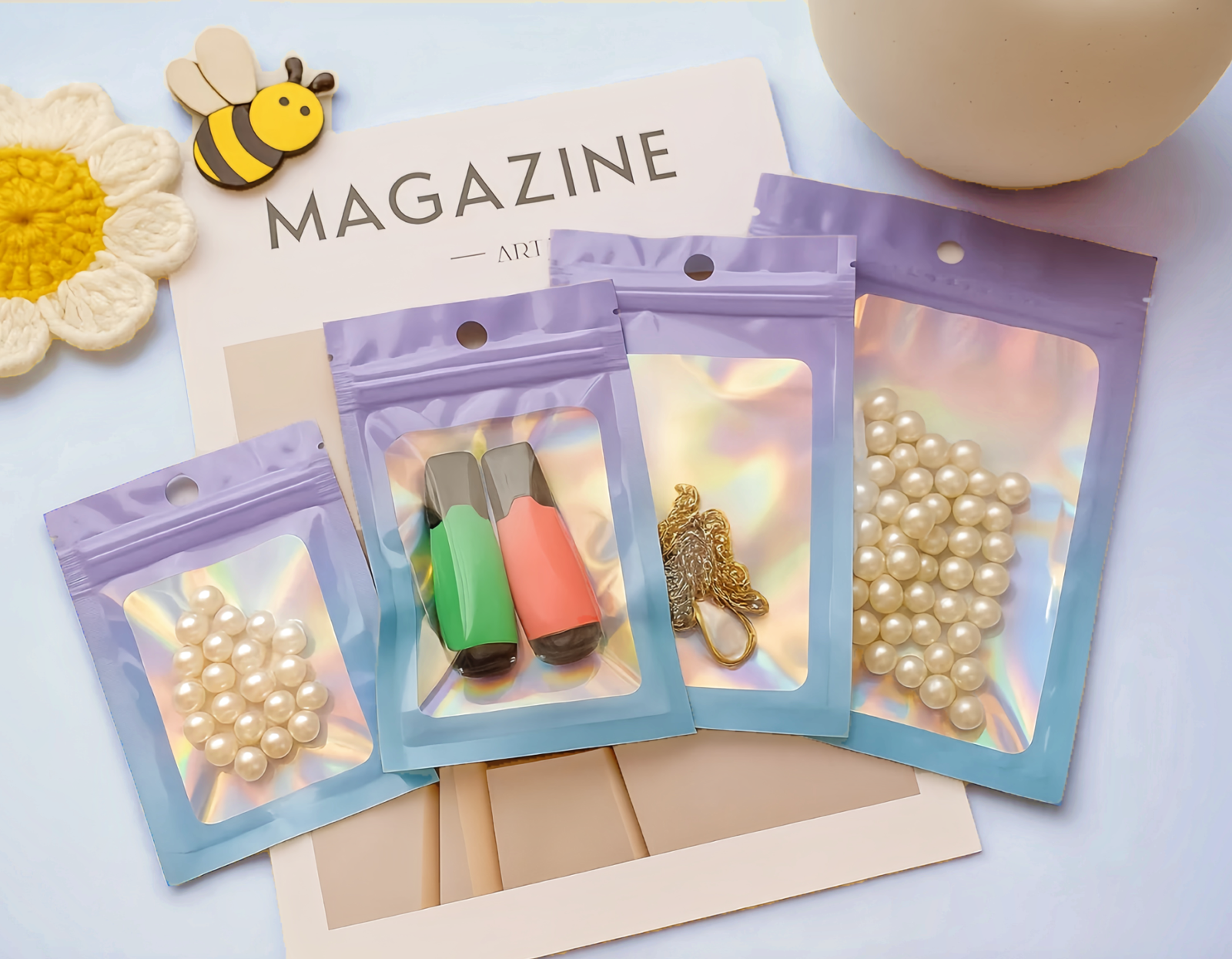 Sachets Holographiques Zip Hermétique avec Couleurs Dégradées – Image 22