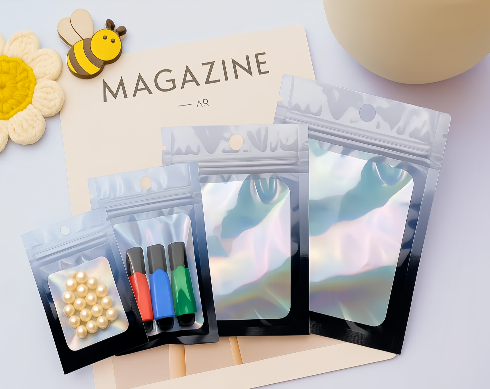 Sachets Holographiques Zip Hermétique avec Couleurs Dégradées – Image 21