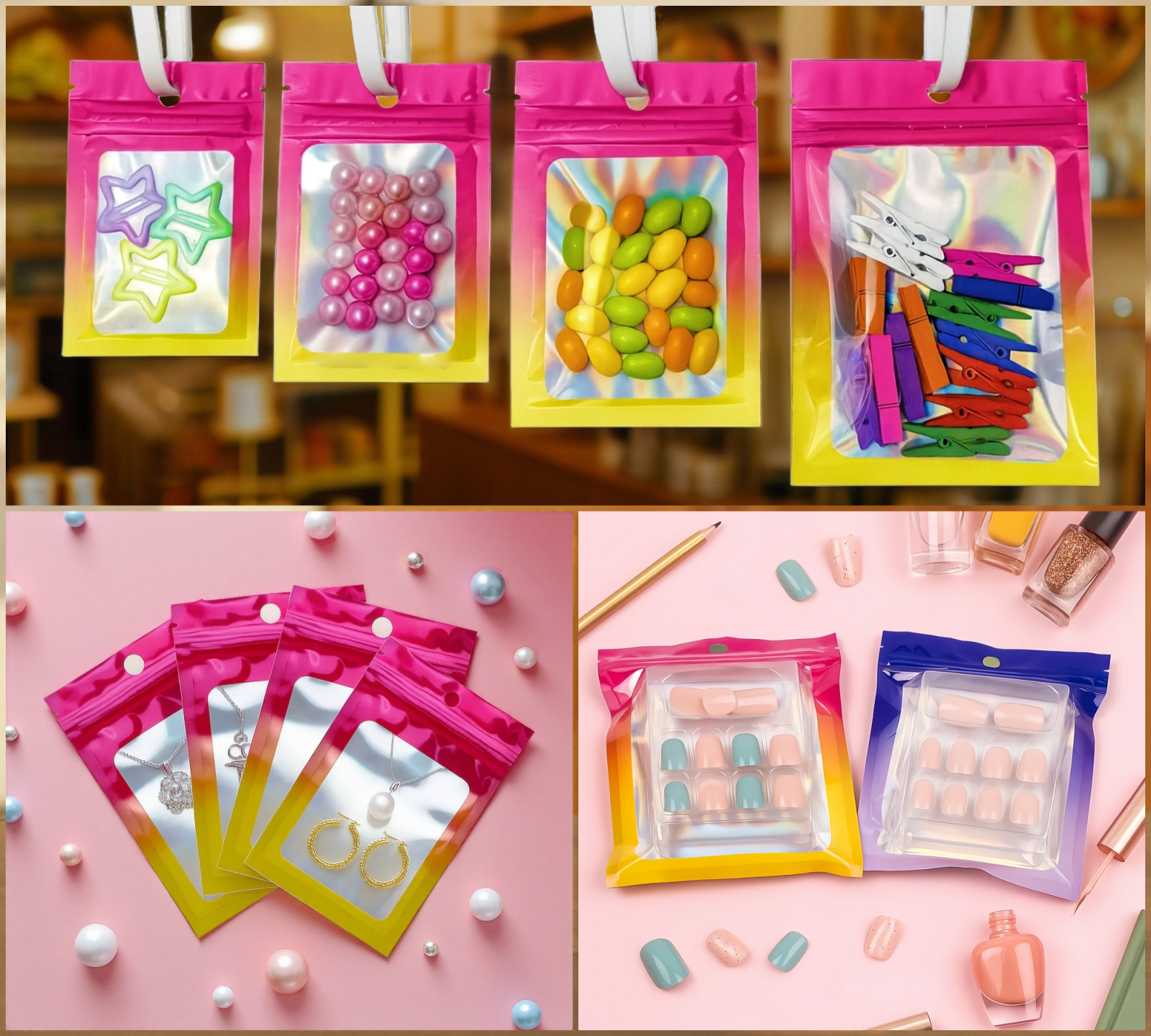 Sachets Holographiques Zip Hermétique avec Couleurs Dégradées – Image 10