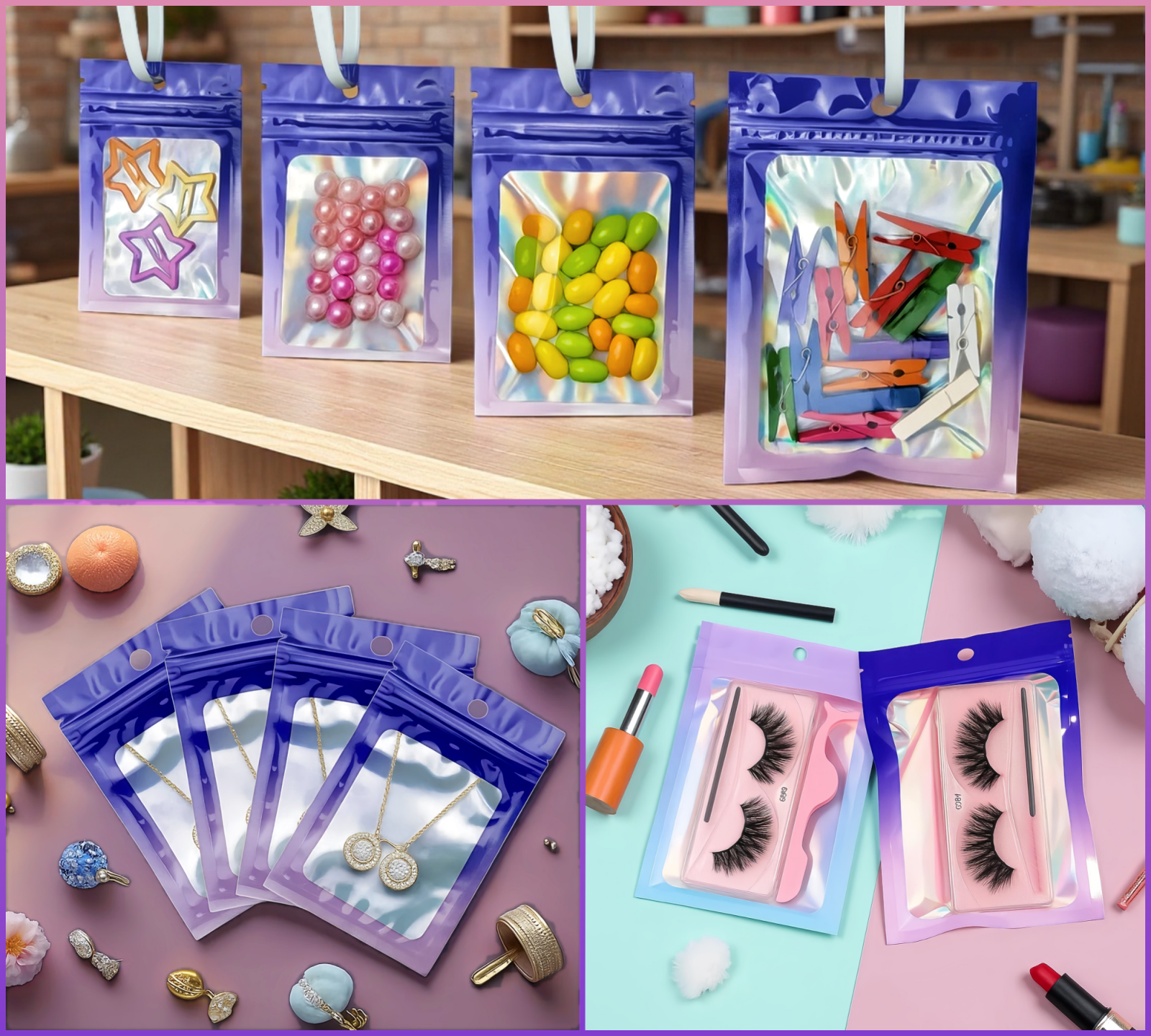 Sachets Holographiques Zip Hermétique avec Couleurs Dégradées – Image 15