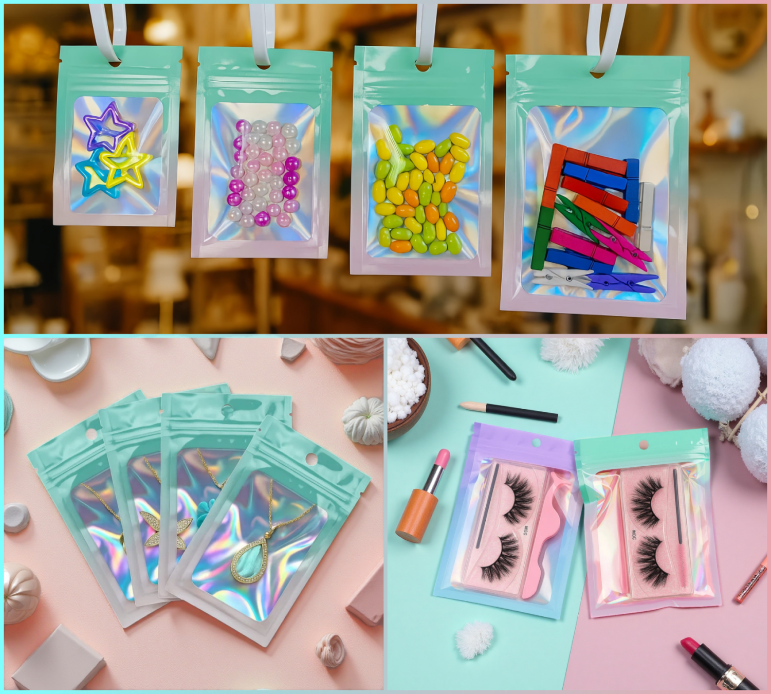 Sachets Holographiques Zip Hermétique avec Couleurs Dégradées – Image 14