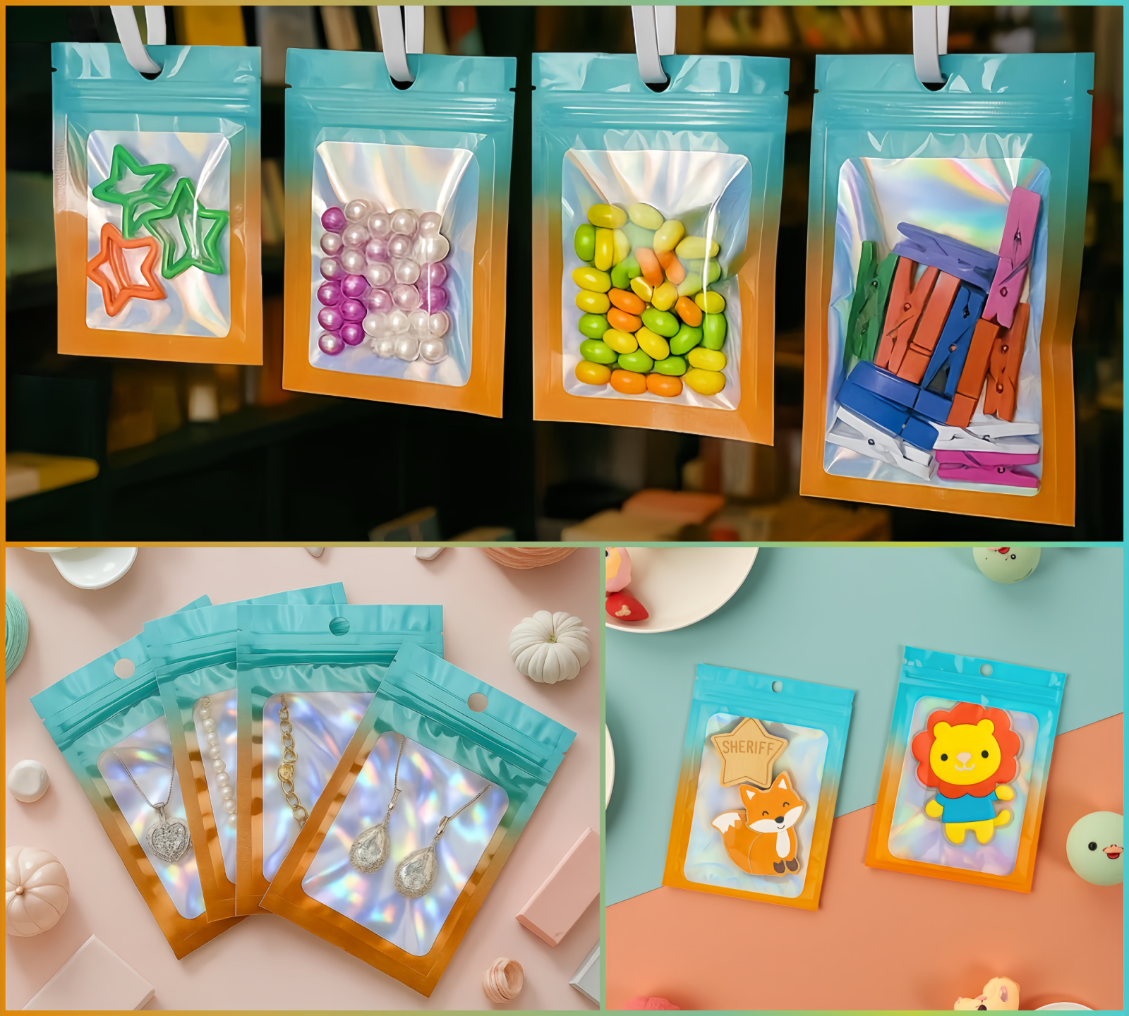 Sachets Holographiques Zip Hermétique avec Couleurs Dégradées – Image 13
