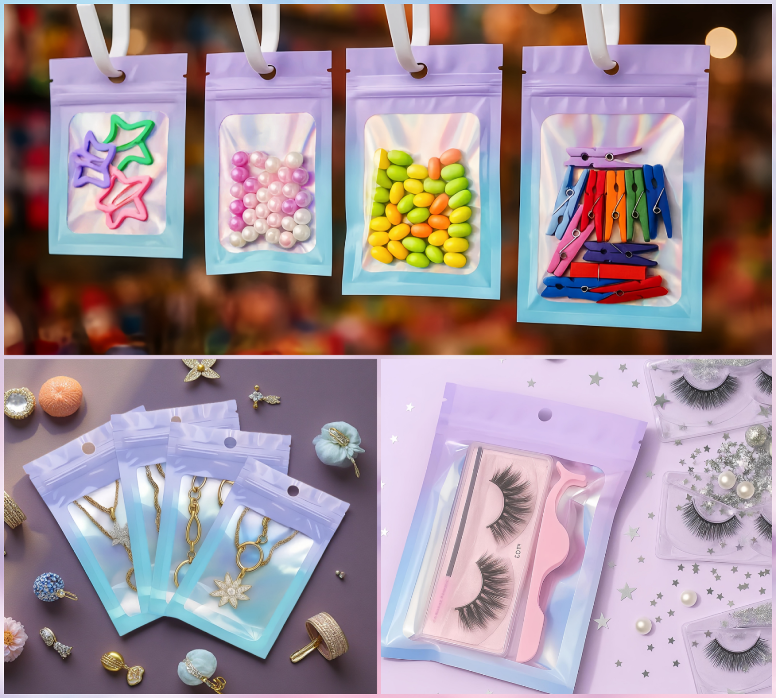 Sachets Holographiques Zip Hermétique avec Couleurs Dégradées – Image 12