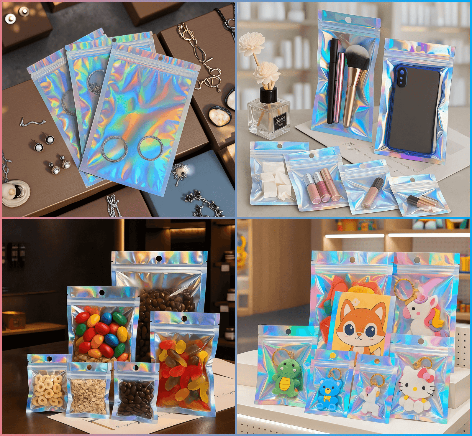 Sachets Zip Holographiques | Pochons Zip Transparents et Refermables pour Emballage – Image 4