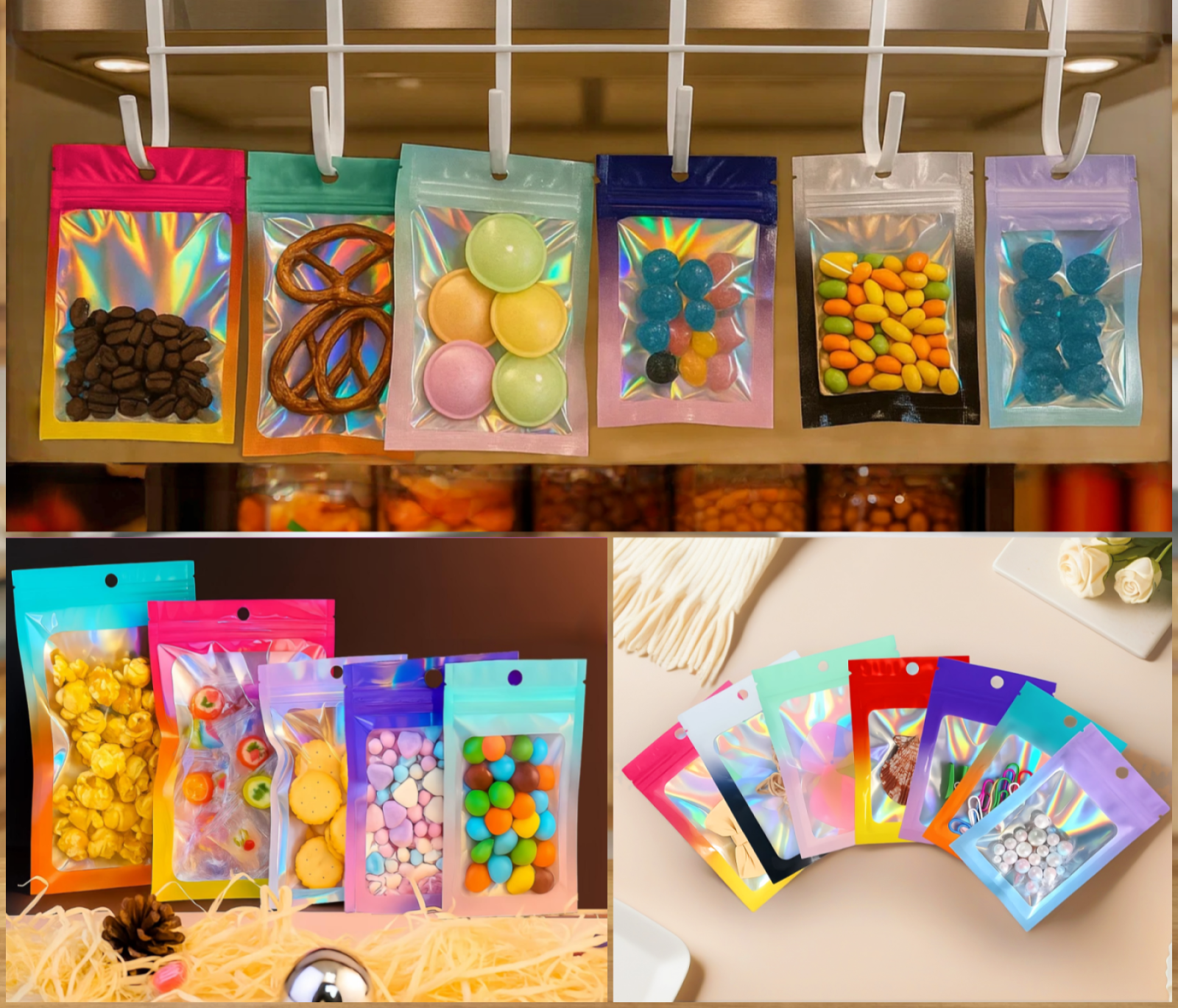 Sachets Holographiques Zip Hermétique avec Couleurs Dégradées – Image 11