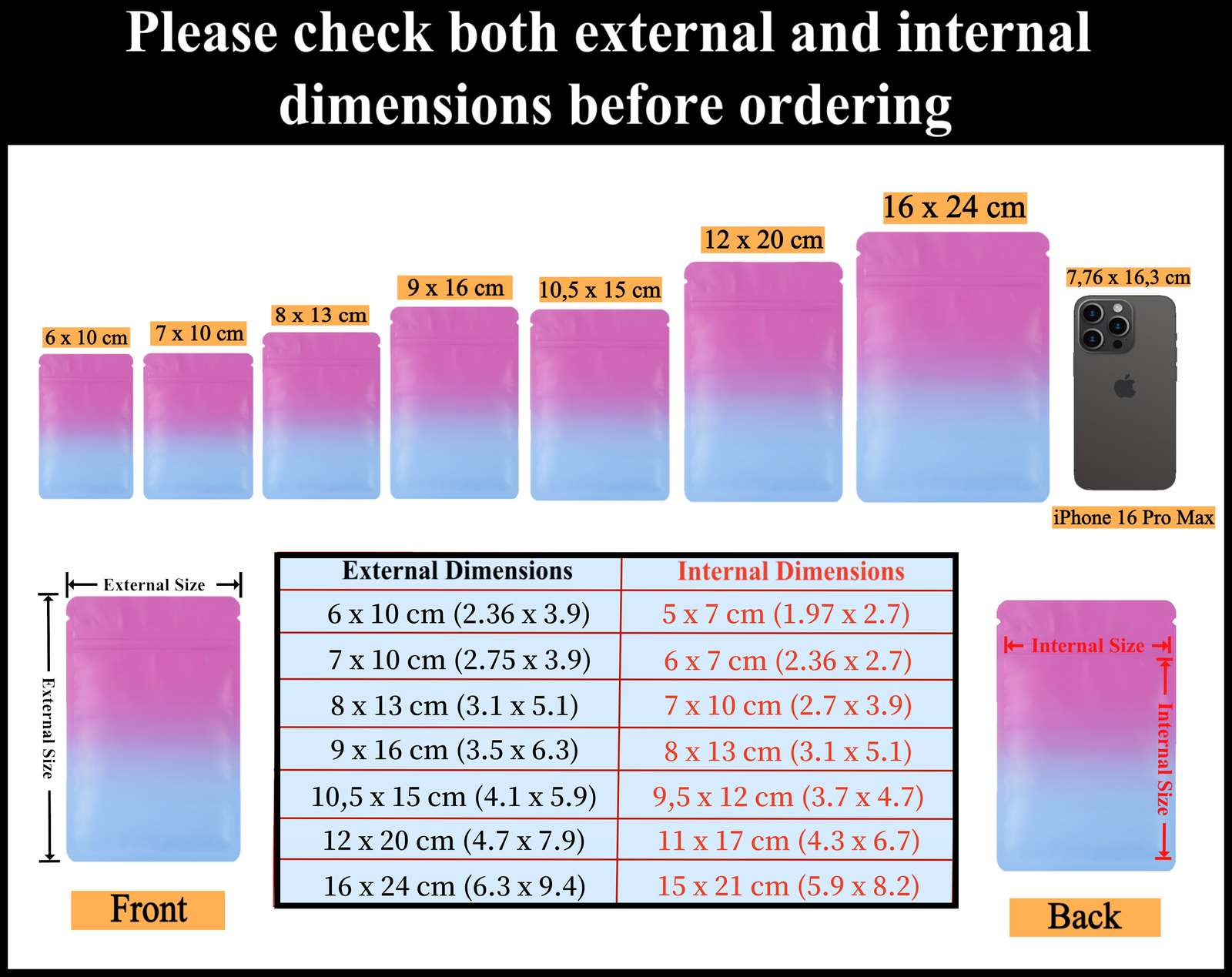 Sachets Zip Mylar Opaques avec Couleurs Dégradées et Finition Mate – Image 3