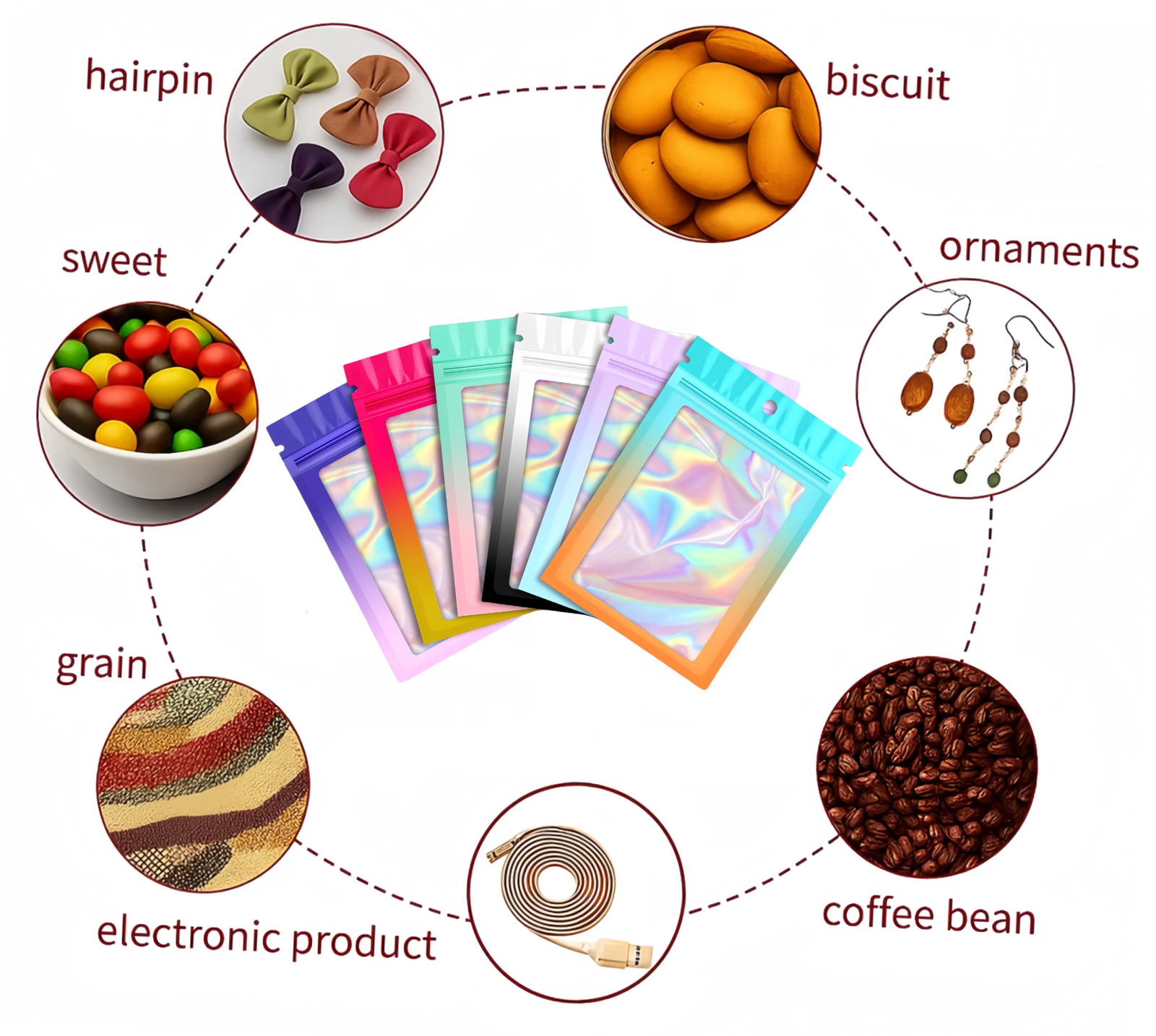 Sachets Holographiques Zip Hermétique avec Couleurs Dégradées – Image 24