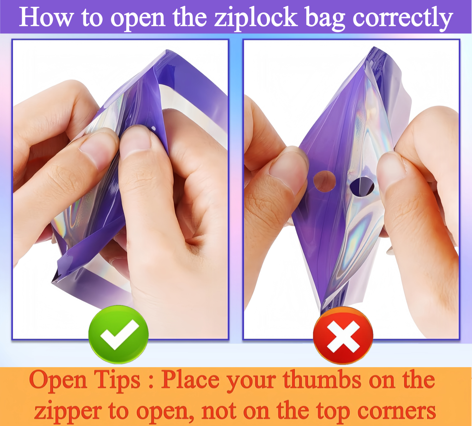 Sachets Holographiques Zip Hermétique avec Couleurs Dégradées – Image 23