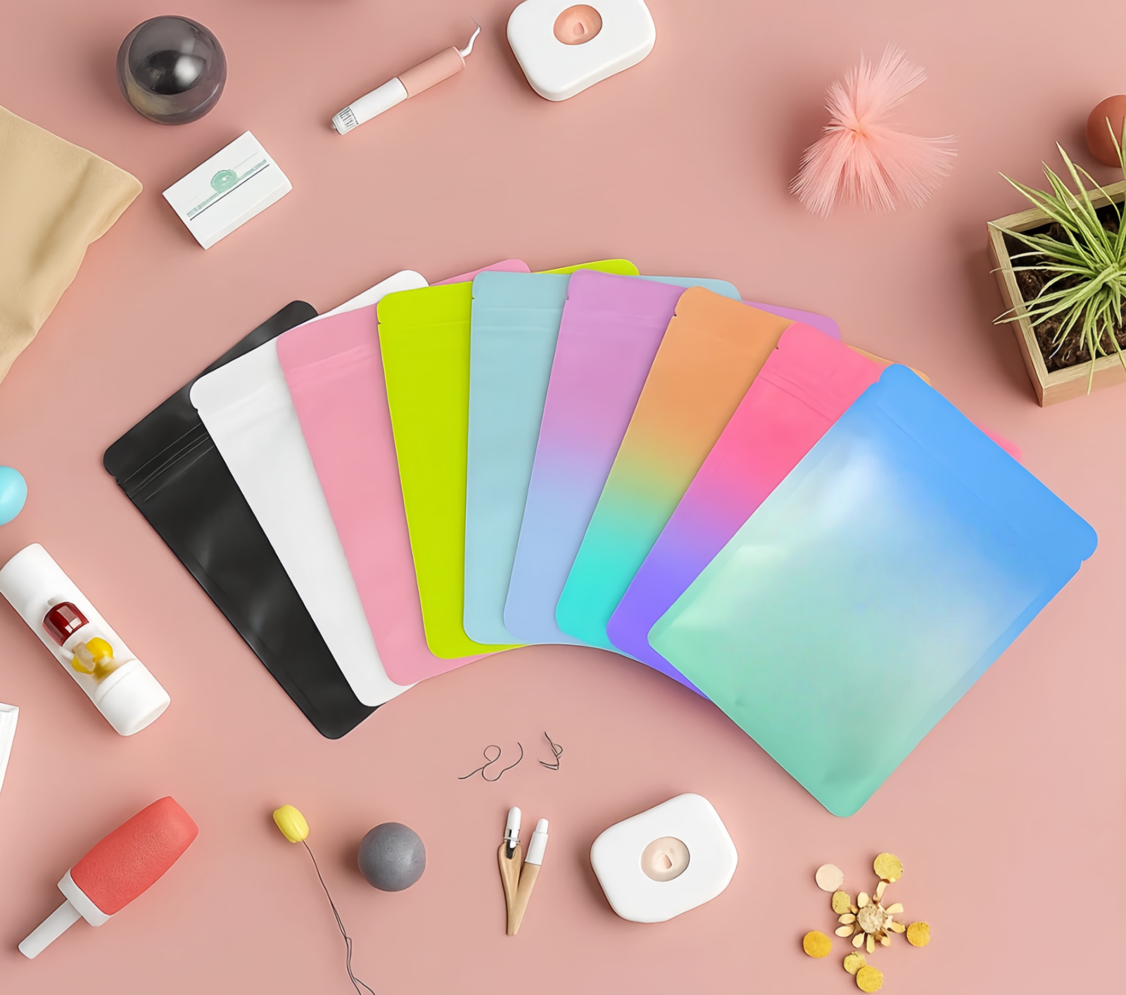 Sachets Zip Mylar Opaques avec Couleurs Dégradées et Finition Mate