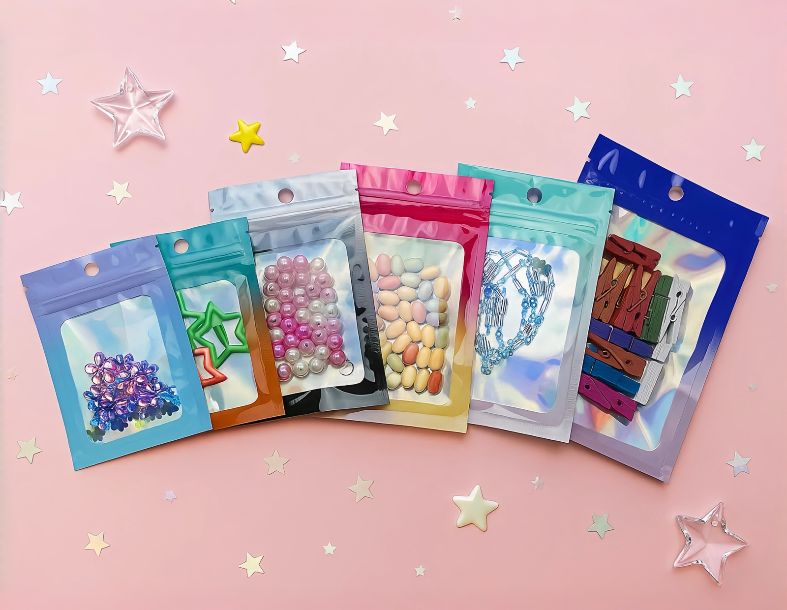 Sachets Holographiques Zip Hermétique avec Couleurs Dégradées – Image 2