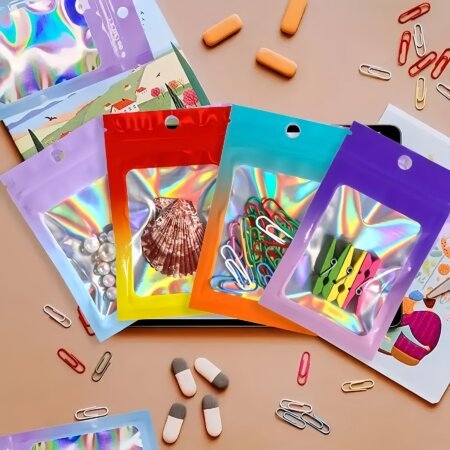 sachets holographiques zip