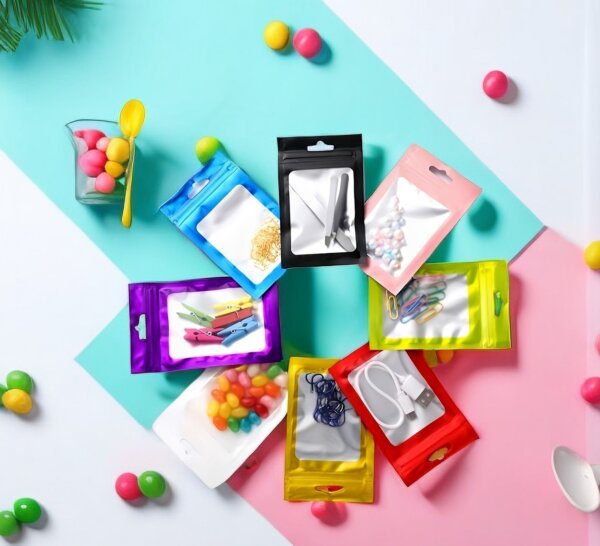 Sachets Zip Refermables avec Fenêtre Givrée et Trou de Suspension