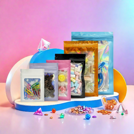 Sachets zip holographiques pour emballage et conservation