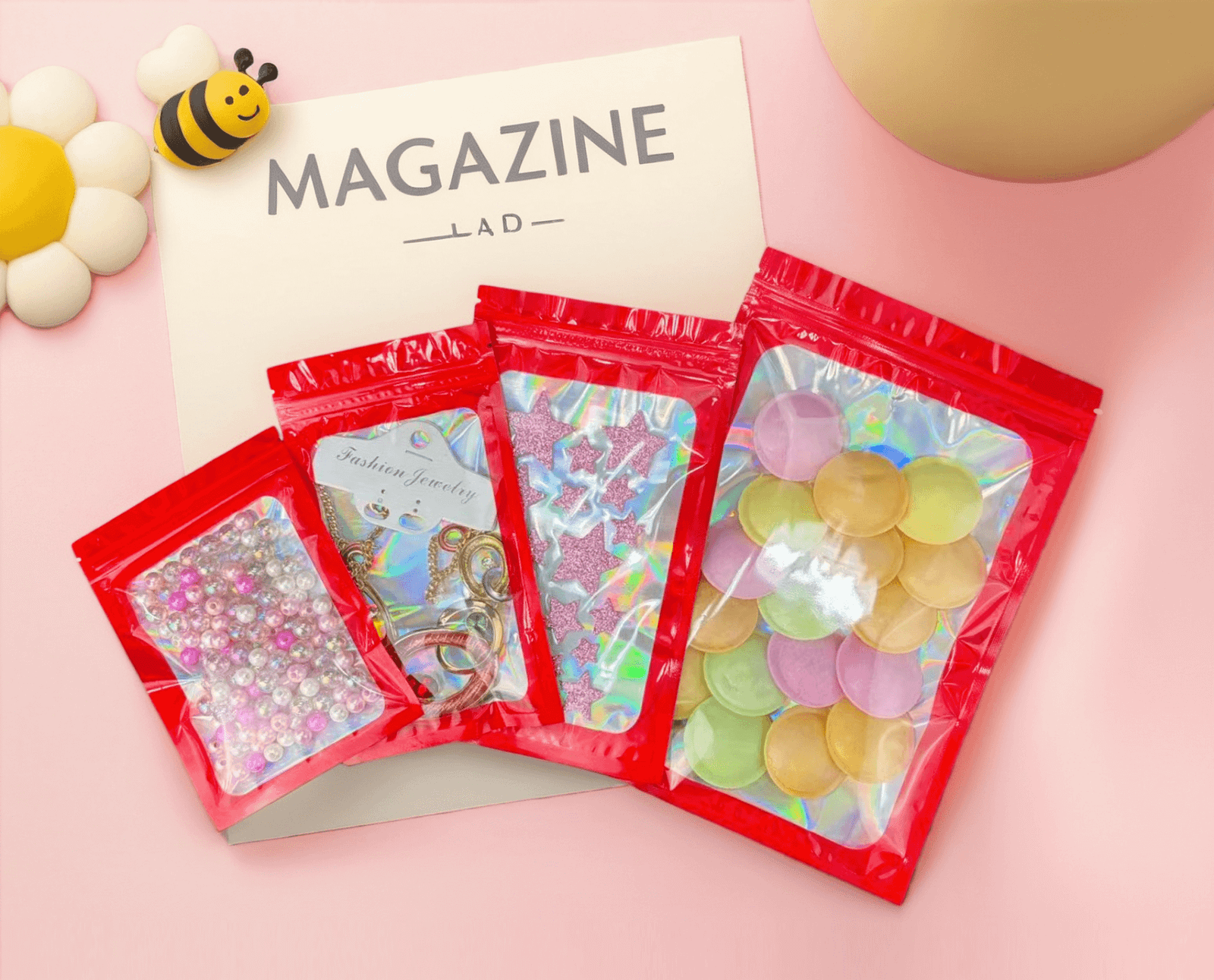 Sachets Zip Holographiques avec Fenêtre Colorés pour Emballage – Image 17