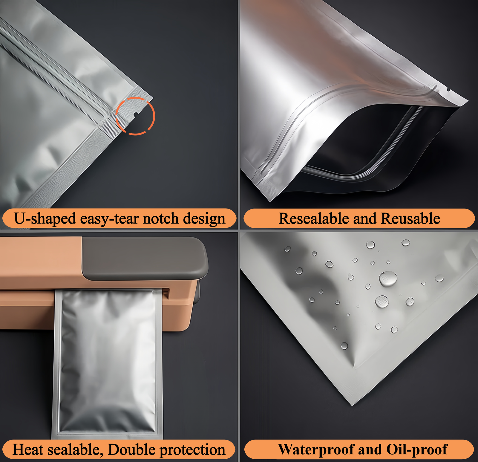 Sachets Zip Aluminium Opaques pour Conservation et Emballage – Image 2