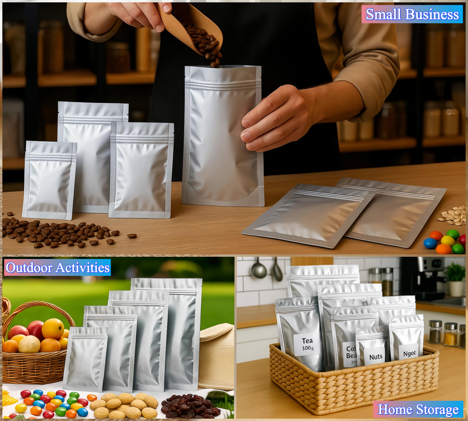 Sachets Zip Aluminium Opaques pour Conservation et Emballage – Image 3