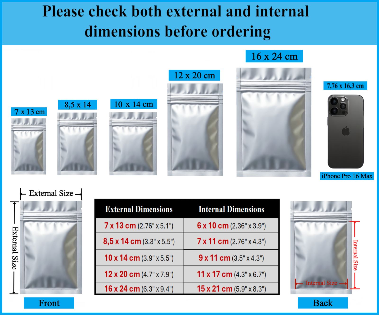 Sachets Zip Aluminium Opaques pour Conservation et Emballage – Image 5