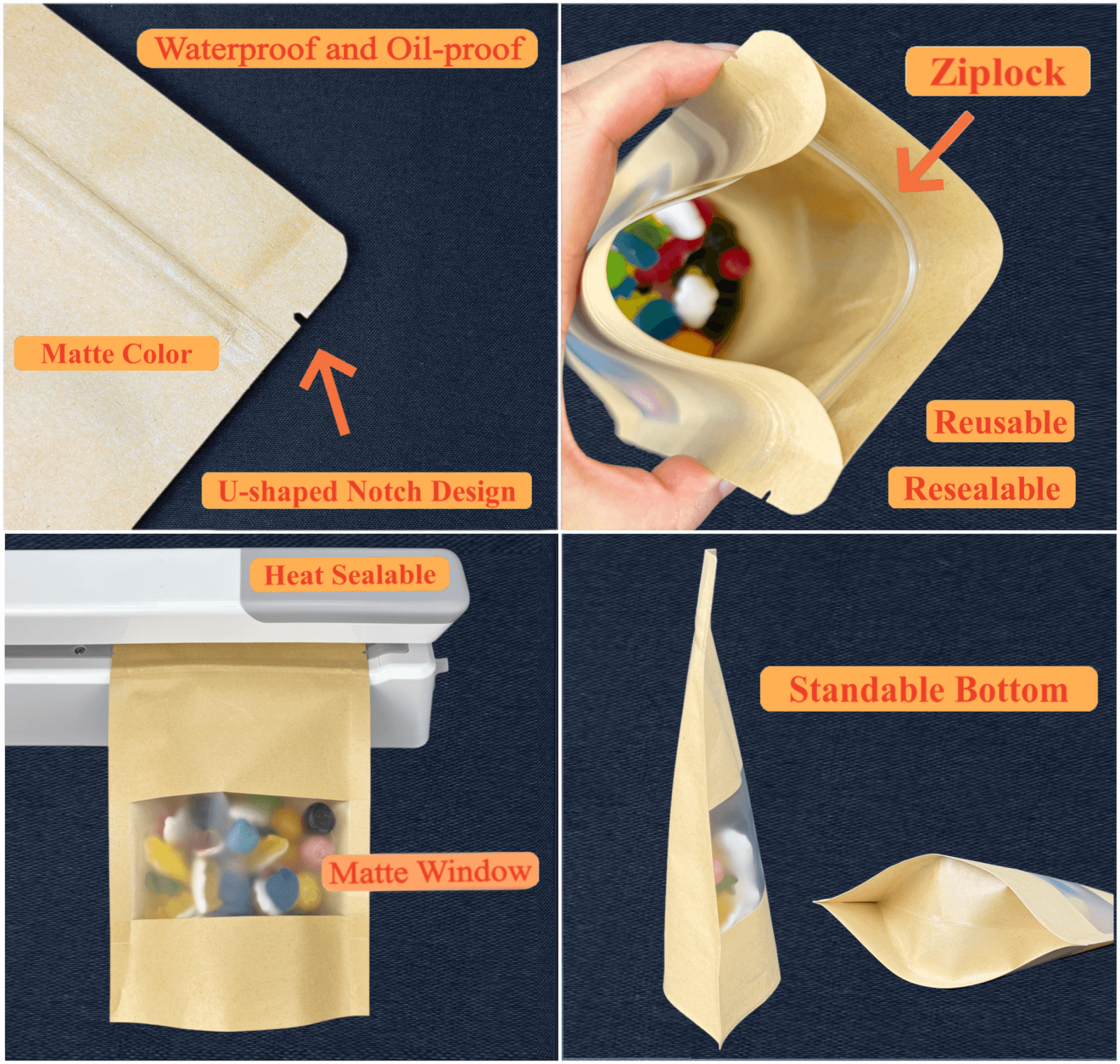 Sachets Doypack Kraft avec Fenêtre Givrée | Pochettes de Conservation – Image 7