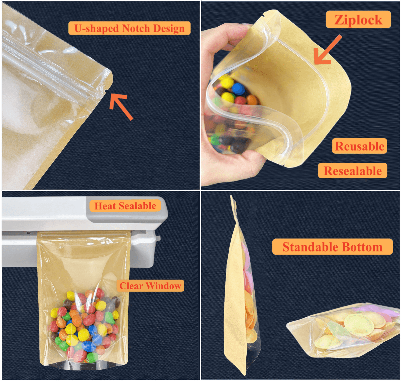 Sachets Doypack Kraft avec Fenêtre Transparente | Pochettes de Conservation – Image 2