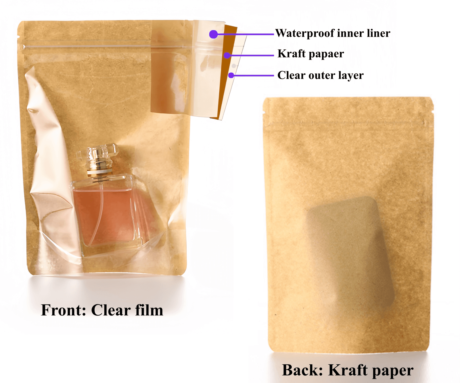 Sachets Doypack Kraft avec Fenêtre Transparente | Pochettes de Conservation – Image 3